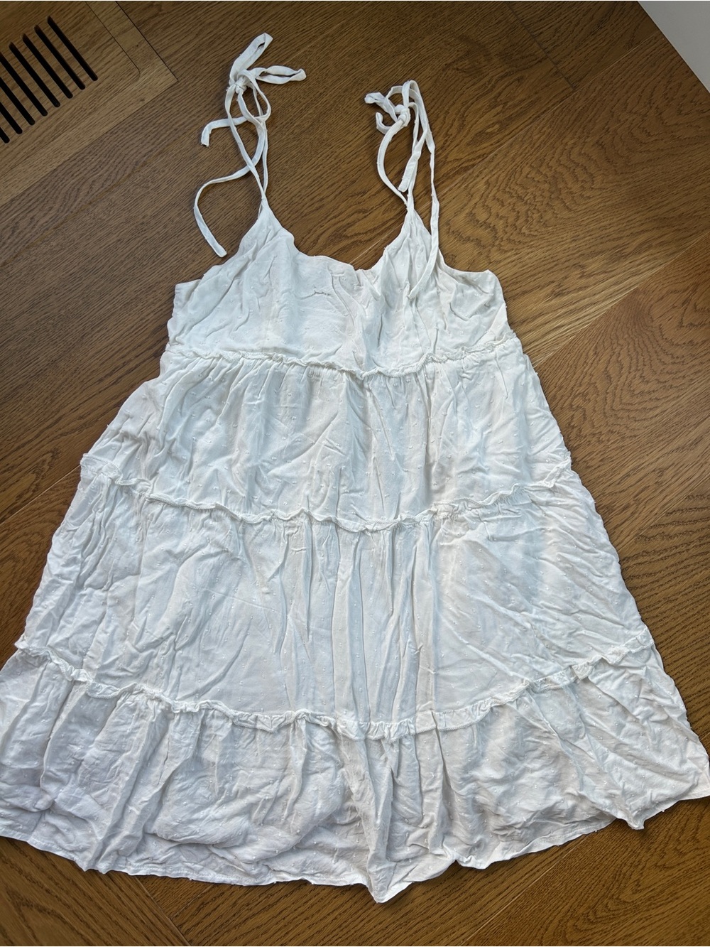 White Tiered Spaghetti Strap Sundress